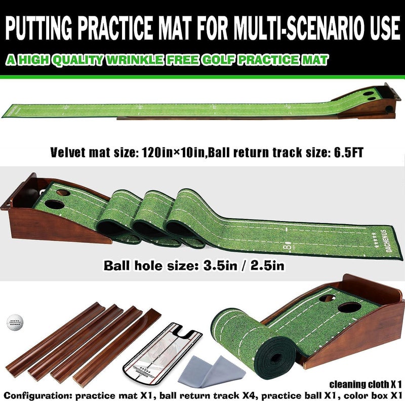 Dachenus Putting Green Indoor Mat Outdoor Golf Putting Mat with Automatic Ball Return - Ideal for Home, Office, and Outdoor Use - Image 3